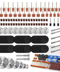 All Purpose Rotary Tool Gear Set Pro Grade 148 Piece Sanding Drums Cutting Wheel Kit with assorted tools spread out