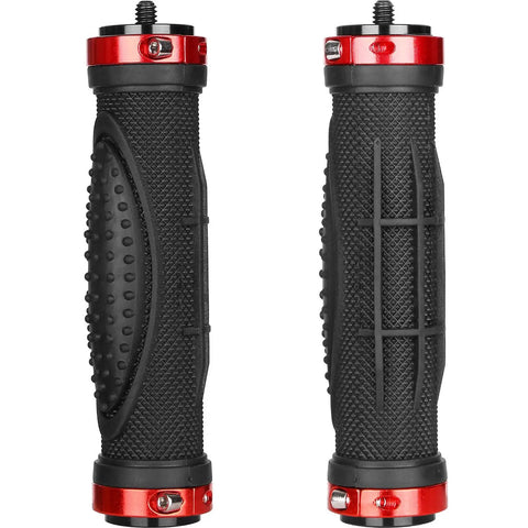Universal Camera Handle Grip Mount With 1/4 Inch Screw, black grip, red accents, for DSLR, camcorder, GoPro, and LED light stabilizing