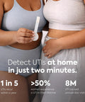 At-Home UTI Test Strips For Quick, Everyday Checks Of Urinary Health, 6 Count, Easy Dip Test Kit For Early Detection And Ongoing Monitoring And Real-Time Feedback held by two women