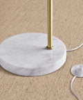 Gold Floor Lamp With Marble Base And White Linen Drum Shade For Living Room Bedroom Study Or Office Modern Metal Floor Light base detail