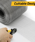 Hella Sturdy 5 Inch Stainless Steel Mesh Roll For Rain Gutters Solar Panels Rust Proof Leaf Deterrent being cut with pliers.