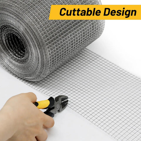 Hella Sturdy 5 Inch Stainless Steel Mesh Roll For Rain Gutters Solar Panels Rust Proof Leaf Deterrent being cut with pliers.