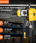 Heavy One Ton Electric Chain Hoist Delivering Two Thousand Two Hundred Pounds Of Serious Lifting Power With Twenty Foot Vertical Rise On One Hundred Ten Volt Single Phase Circuit Featuring A Killer Three Twenty Eight Foot Wireless Remote For No Sweat Day.