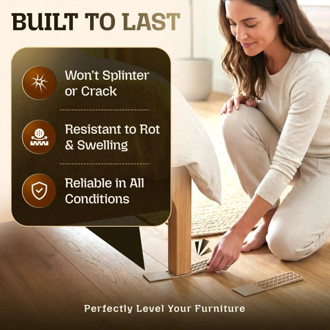 Heavy Duty Composite Wood Shims For Leveling And Spacing Built Tough to Resist Moisture and Warping during furniture leveling.