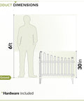 Diagram showing Two Panel No Dig Vinyl Picket Fence Set, 40In Wide By 30In High, with height comparison next to a 6ft figure.