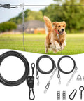 Backyard Dog Zip Line Runner Kit 150Ft Overhead Trolley System With 10Ft And 16Ft Heavy Duty Tie Out Cables For Two Pups