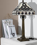 Lit Tiffany Style Table Lamp With Stained Glass Shade Irish Celtic Design 17500 Lumens Fairy Night Light E26 Bulb Socket Bronze Metal Base