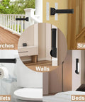 Rock Solid Flip Up Grab Bar For Seniors Eight Point Three Inch Wall Mount Safety Handle in various home settings for support.