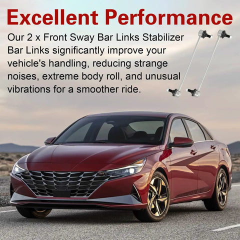 Hyundai Kia Front Stabilizer Sway Bar Link Kit Fits Accent Elantra Tucson Veloster Rio Forte Soul Sportage 2011 To 2022 Easy Install Durable Replacement No Hassle Fit, front pair steel