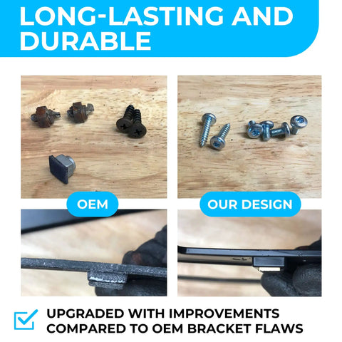 Comparison of screws and design features for BMW Rear Bumper License Plate Bracket 2000 To 2026, Plate Holder Kit