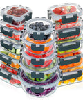 30 Piece Glass Meal Prep Containers Set With Stackable Lids, Airtight Glass Food Storage For Microwave Oven Freezer And Dishwasher