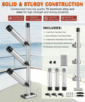 Heavy-Duty Triple Rod Tree For Boats, 3 Aluminum Rod Holders With 360 Degree Swivel And 180 Degree Tilt, Gunnel Track Mount Trolling Rack - Fits Kayaks, Fishing Boats, And Small Vessels. Triple aluminum rod holder with gunnel track base