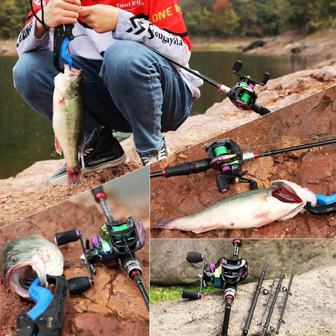 Telescopic Fishing Rod And Reel Combo 1.8m 2.1m M Power Carbon Fiber Baitcasting 5 Or 6 Sections Rod With 18 Plus 1BB