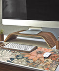 Ultra Large Floral Desk Mat For Gaming And Work 31.5 By 11.8 Inches With Stitched Edges An Extended Mouse Pad on a desk setup