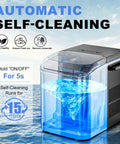 Heavy Duty Countertop Ice Maker With Carry Handle Chilling Bullet Ice Cubes In Six Minutes Cranking Twenty Six Pounds Daily For Weekend Hangouts And Home Bars Smooth Silent Operation with self-cleaning feature.