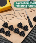 Upgrade Your Cabinetry With These Eight Black False Front Drawer Clips Heavy Duty Plastic Waterproof Design Includes Mounting Screws For No Fuss Swaps That Deliver A Rock Solid Secure Fit Every Day. Black clips and screws laid out on wood surface.