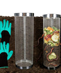 Two Pack Underground Worm Composting Bin With Gardening Gloves For Family Garden Outdoor Use Stainless Steel Round Composter With 360 Degree Ventilation And Easy Buried Setup