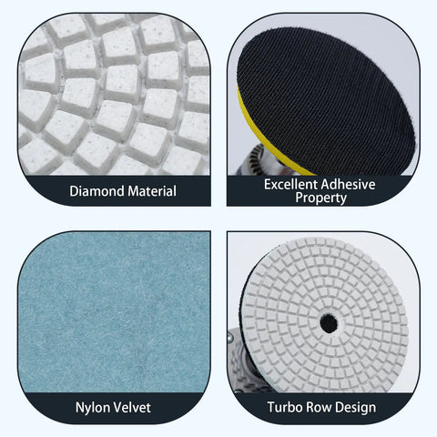4 Inch Diamond Wet Polishing Pads Kit With Backer Pad 50 To 6000 Grit Wet And Dry Polishing with diamond material and more