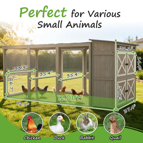 Expandable Two Story Chicken Coop With Six Nesting Boxes And Connectable Outdoor Run For Backyard Flock Expansion shown in yard.
