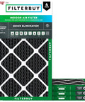 16x25x1 Air Filter MERV 10 Odor And Allergy Defense With Activated Carbon For Home HVAC Replacement, 4 Pack