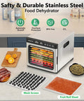 Sweet 9 Tray Stainless Steel Food Dehydrator With Digital Timer And Temperature Control 8.7 Inch Drying Space in kitchen