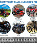 40 Roller Chain With Breaker, 10 Feet Long, 240 Links, Includes 5 Connecting Links for Go Karts, Motorcycles, ATV
