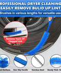 5 Piece Dryer Vent Cleaning Kit With Universal Vacuum Hose Attachment and long lint brushes cleaning dryer lint trap
