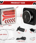Wireless Magnetic LED Trailer Lights Kit 2 Pack Bluetooth Taillights size details and components