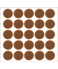 48 Pack Half Inch Brown Self Adhesive Felt Pads For Chair Legs Cabinet Doors Heavy Duty Round Furniture Protectors arranged on a sheet.