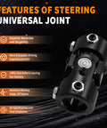 Pro Grade 1 Inch Round Black Steering Universal Joint Shaft For Gearheads with 35 Degree Swing