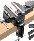 Table Vise with 3.2-inch jaw, 360° swivel, clamp-on mount on wood edge with large anvil