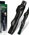 Grip Trainer for Correct Hand Position and Consistent Swing, black golf aid for right handed players with packaging