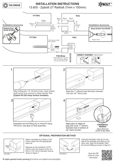 UT Railbolt Gear Driven Handrail Connector For Staircase Fittings And Newels, Quick DIY Friendly Pro Grade Durable Install For New Construction And Remodels, Fast Easy Sturdy Handrail Assembly