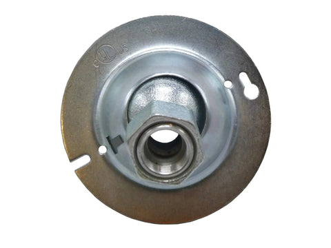 Round Swivel Fixture Hanger Cover For Electrical Boxes Fits 1/2 Inch And 3/4 Inch Threaded Nipples And Conduit front view