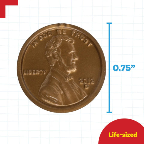 Play Pennies Set Of 100 Plastic Coins Realistic US Currency 0.75 inch penny with Abe Lincoln for money math practice.