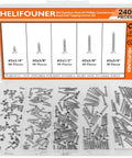 Beefy 304 Stainless Wood Screws Set 240 Piece Kit With Five Sizes From Two By Quarter Inch To Three Quarter Inch Phillips