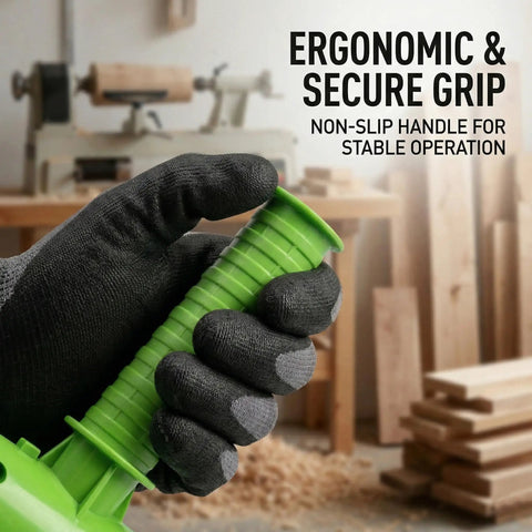 Heavy Duty 16 Inch Firewood Marking Tool Featuring Automatic Paint Roller for Shoot Straight Lines and No Sweat Log Sorting Built Tough Weatherproof handle with ergonomic green grip.