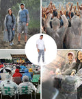 Plus Size Disposable Rain Poncho Set With Hood, 2 Pack Heavy Duty Waterproof Rain Gear in use at outdoor events