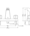 Diagram of Two Handle Non Metallic 8 Inch Tub Shower Diverter With Shower Head Arm And Flange Chrome Finish For Mobile Homes