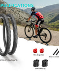 2 Pack 26 Inch Bike Tires 26x1.95 Mountain Bike Tires for MTB Off Road Folding Replacement Tire with Schrader Valve Inner Tubes Tire Levers and Rim Strips Included
