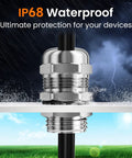 Two Pack Three Quarter Inch NPT Stainless Steel Cable Glands Waterproof IP68 Rugged Heavy Duty Metal Strain Relief Cord Grip