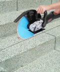 Heavy Duty Electric Concrete Saw Cutter With 3000 Watt Motor And Rugged Ab Diamond Blade cutting concrete steps.
