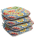 Set Of 4 Outdoor Chair Cushions With Ties Water Repellent Patio Seat Cushions 17 In By 16 In By 2 In Round Corner Paisley Multi