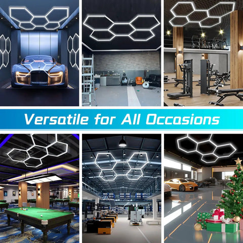 Hexagon Beast Mode Bright Garage Lights 192W 21,000LM LED Panels With 5 Grid Honeycomb Design 7000K for various spaces