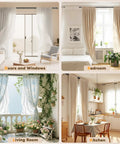 Double Curtain Rod Set 42 to 122 Inches, 1 Inch Telescoping Rods for Windows, Matte Black Finish with Classic Cap Finials in use