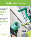 Greenlee G1 Versi-Tugger Handheld Cable Puller Crushes 1,000 Lb Loads With 68% Faster Speed And Strong 600 Lb Force For Lightning Quick Electrical Wiring Jobs In Branch Circuits Or Parking Lots Without Breaking A Sweat, showing tapered capstan and poly line.