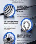 Close-up of Tough As Nails 304 Stainless Steel Flexible Conduit showcasing wave pattern design and flexibility features.