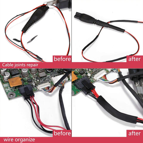Waterproof Heat Shrink Tubing Kit With 270 Pieces, 6 Sizes, 2 Colors, 2 Lengths, Adhesive Lined Shrink Wrap, before and after use