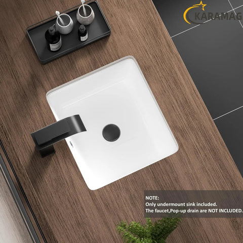 20 Inch Narrow Undermount Bathroom Sink For Small Vanities White Ceramic Rectangular Under Counter Basin With Overflow No Faucet Holes