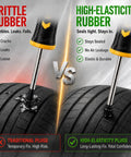 Heavy Duty Tubeless Tire Plug Kit With 61 Durable Rubber Repair Nails And Slick Tools image comparing brittle vs high-elasticity rubber for tire repairs.